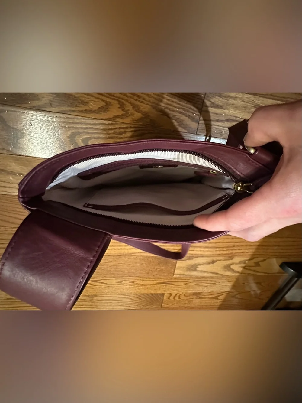 Radley London Burgundy Leather Zip Top Crossbody Bag